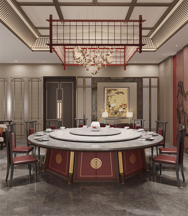 酒店會所新(xīn)中式電動餐桌18人電動餐桌(zhuō)