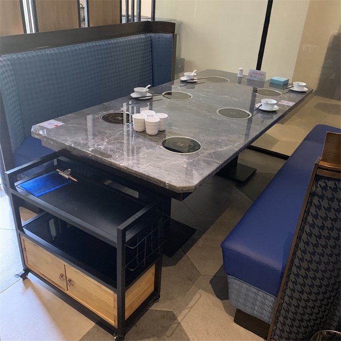 自助火鍋店6人位大理石電（diàn）磁爐小火鍋餐桌