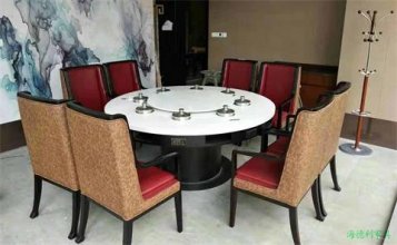 海口訂製電（diàn）磁爐圓火鍋桌專業製造商--海德利家具