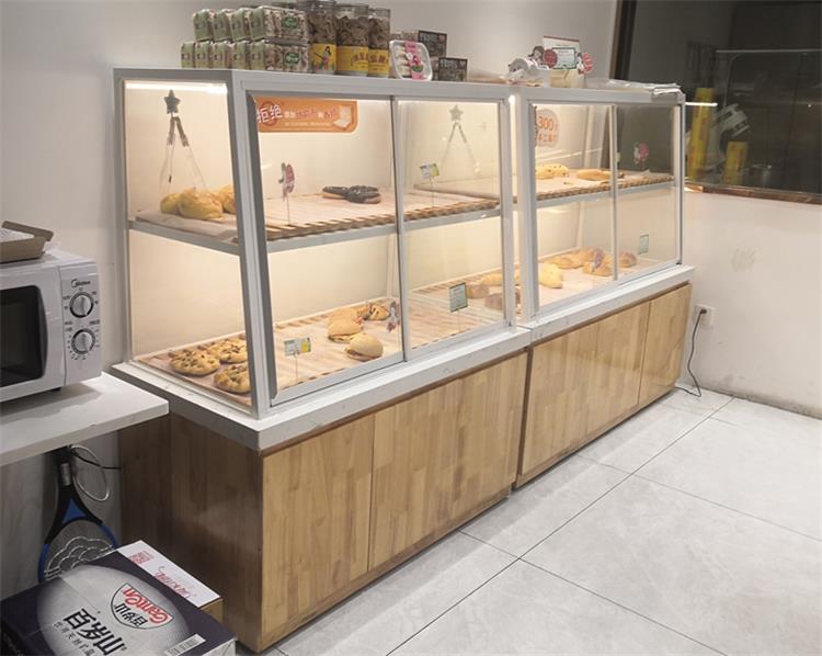 實木蛋糕玻璃櫃台展示櫃