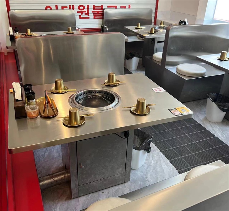 韓式烤肉店炭火烤肉不鏽（xiù）鋼無（wú）煙烤肉桌（zhuō）