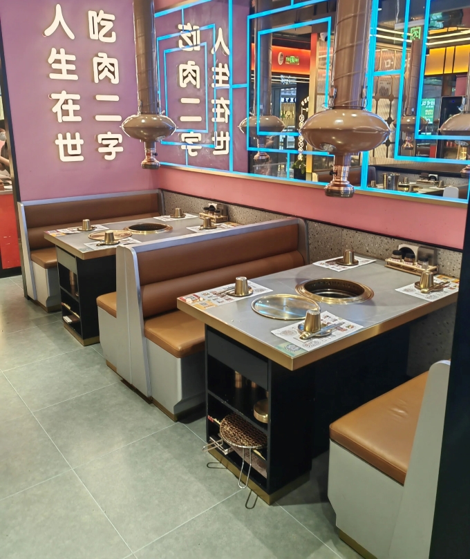 烤肉（ròu）店上排煙無煙炭火烤肉桌