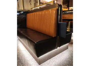 定製西餐廳複古真皮雙麵卡座沙發
