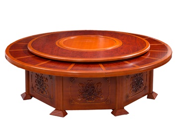 酒店（diàn）宴會廳中式實木古典電動餐桌轉盤（pán）大圓桌（zhuō）子