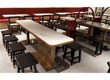 中餐廳不（bú）鏽鋼大理石輕奢桌椅_快餐（cān）店（diàn）桌椅定製