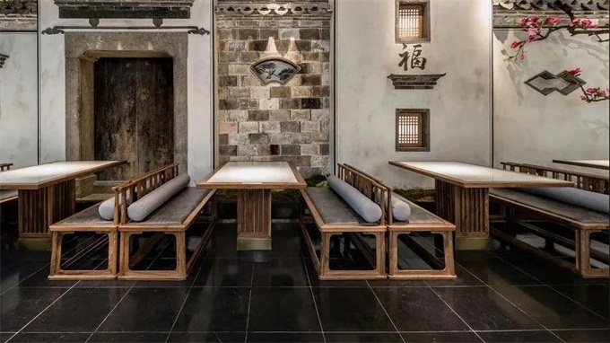 江南裏中餐廳中式實木（mù）大理石餐桌