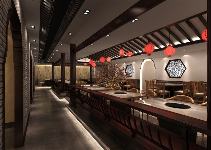 中式火(huǒ)鍋店空間(jiān)裝修設計風格